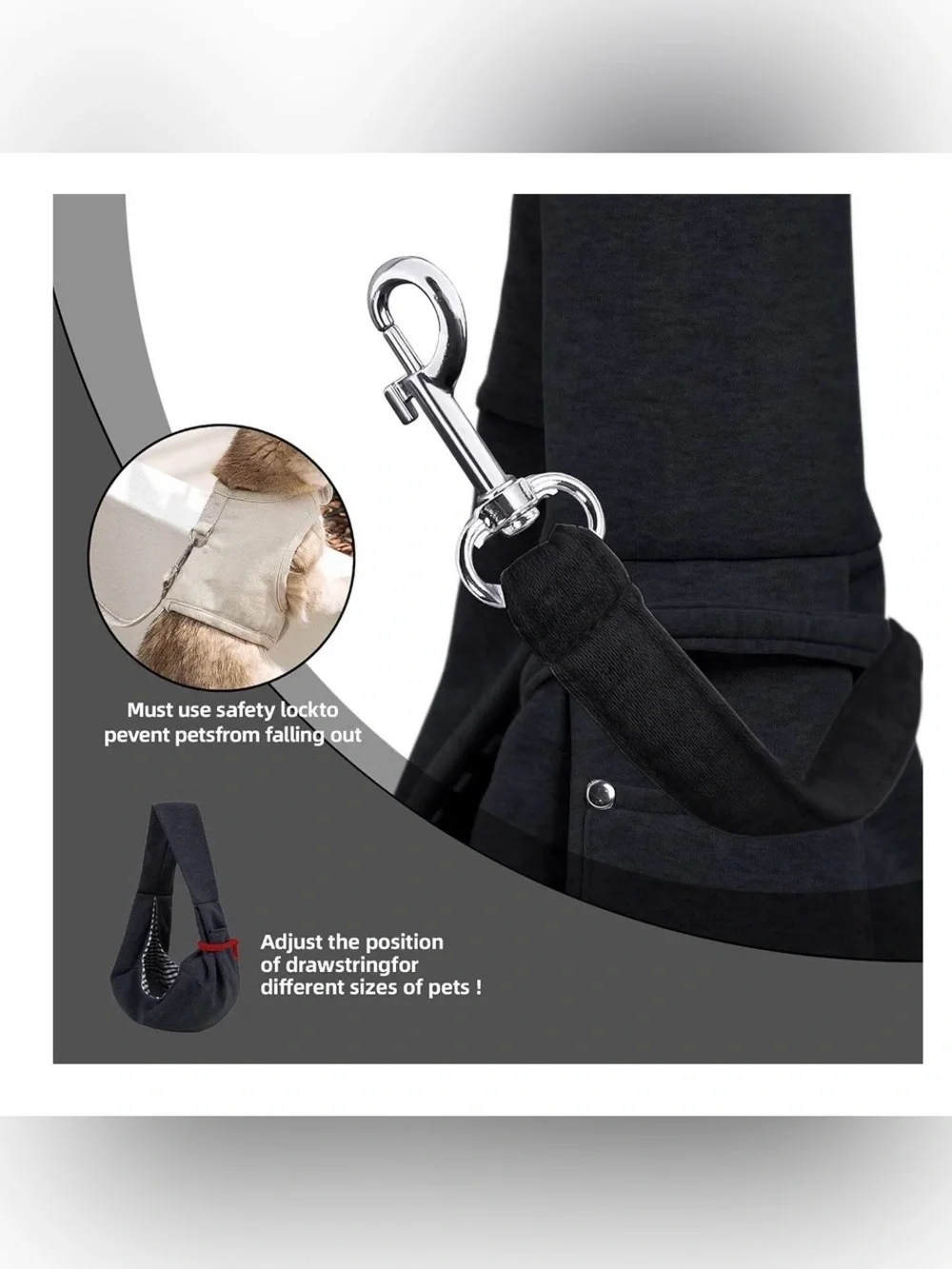 Pet Sling Carrier Shoulder Bag - Black